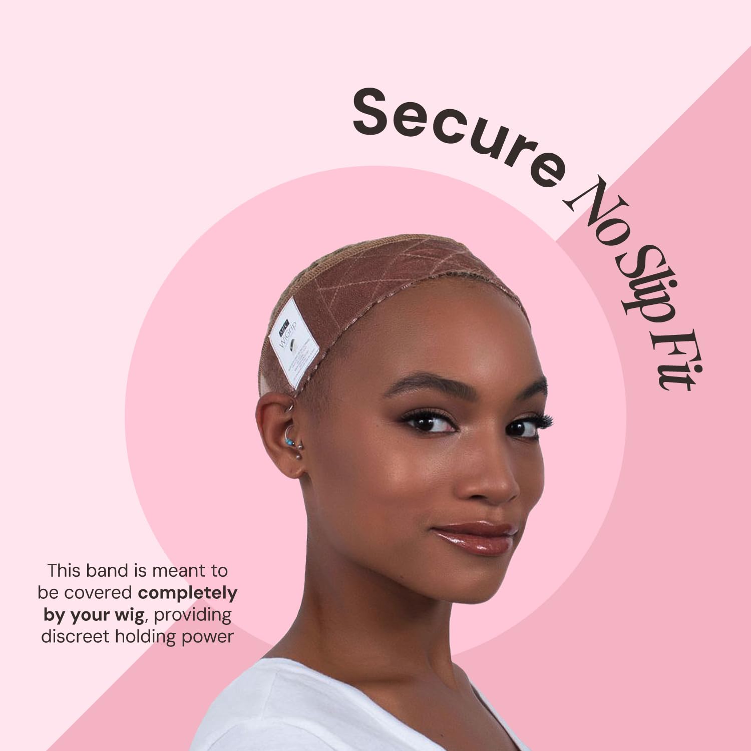 MILANO COLLECTION WiGrip, The Original Comfort Grip Band, Adjustable Wig Band for Tension-Free Glueless Wig, Nonslip Wig Headband, Tension-Free, One Size Fits All, Tan