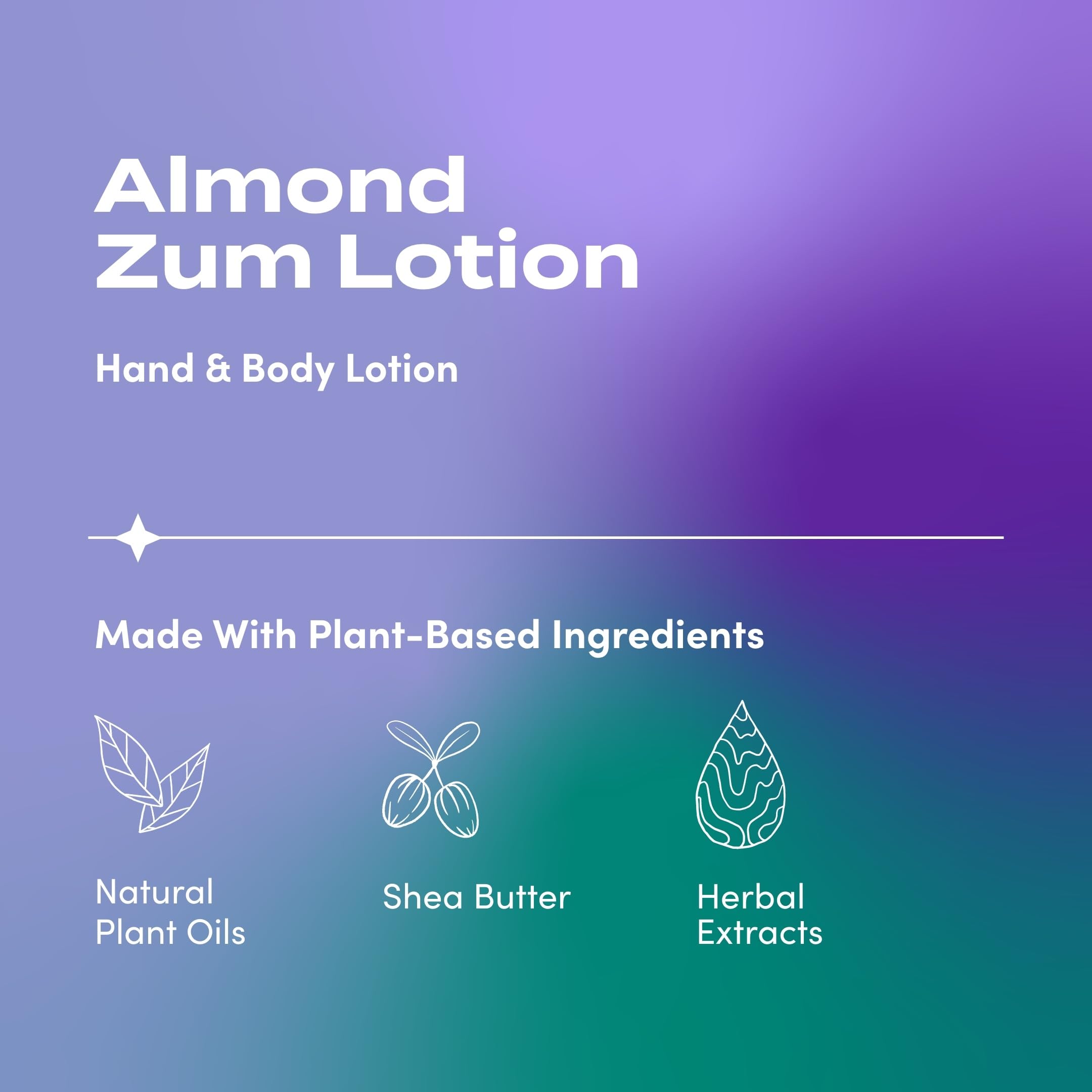 Zum Indigo Wild Hand & Body Lotion - Natural Hand Lotion for Dry Hands - Body Lotion for Women & Men - Body Moisturizers Include Shea Butter, Jojoba Oil & More - Almond Scent - 6 fl oz