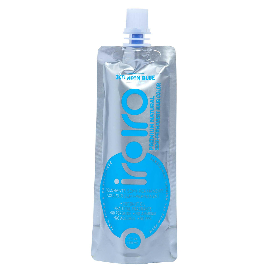 IROIRO Premium Natural Semi-Permanent Hair Color 340 Neon Blue (4oz)