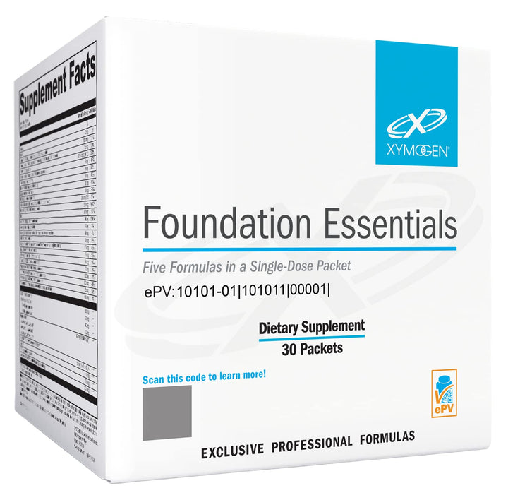 XYMOGEN Foundation Essentials - 5-Product Packets with ProbioMax Probiotic, ActivNutrients Multivitamin Without Iron, Omega MonoPure 650 Fish Oil, OptiMag Magnesium + Vitamin D3 2000 (30 Packets)
