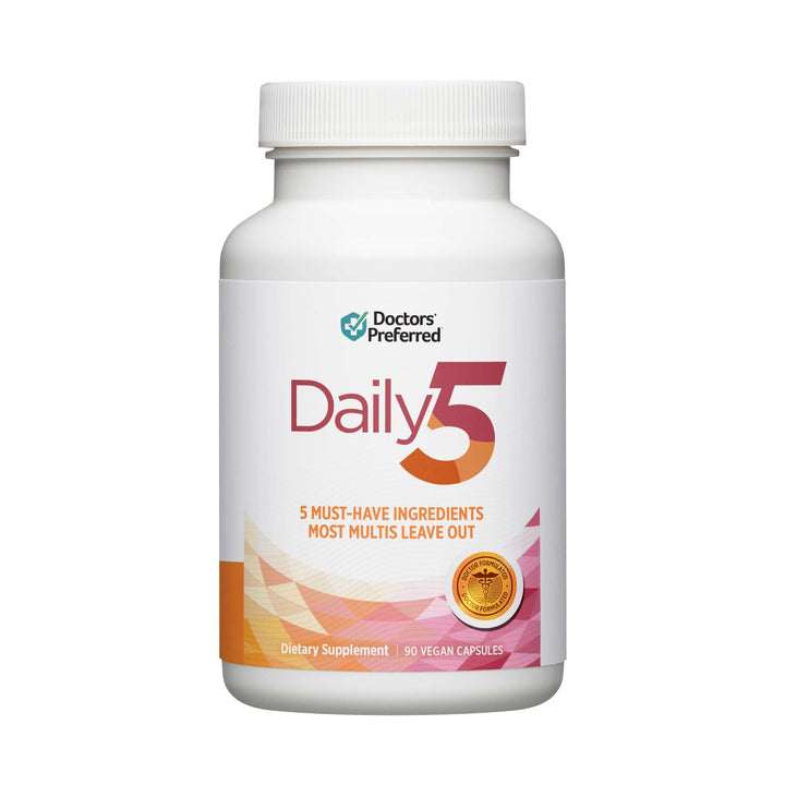 DOCTORS' PREFERRED Daily5 with Must-Have Clinically Validated Ingredients That Cover The Vital Areas for Good Health and Living Younger—Heart, Joints, Circulation, 90 Vegan Capsules