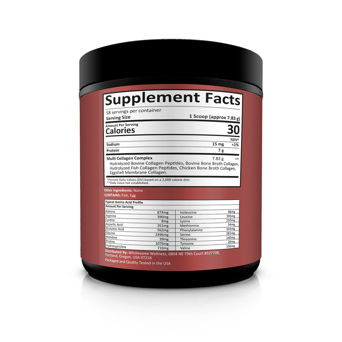 Wholesome Wellness Multi Collagen Protein Powder Hydrolyzed (Type I II III V X) Grass-Fed All-in-One Super Bone Broth + Peptides - Premium Blend of Beef, Chicken, Wild Fish, Eggshell, 58 Servings