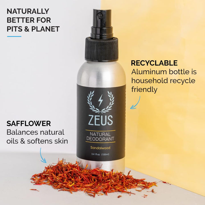 Zeus Natural Deodorant Spray - Natural Verbena Lime Scent!