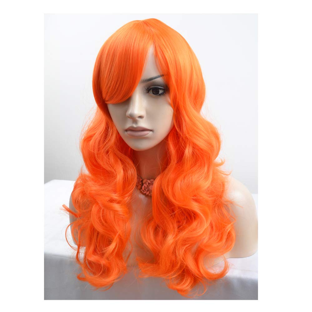 BERON 24 Stylish Long Curly Orange Hair Wig Party Perruque (Orange)