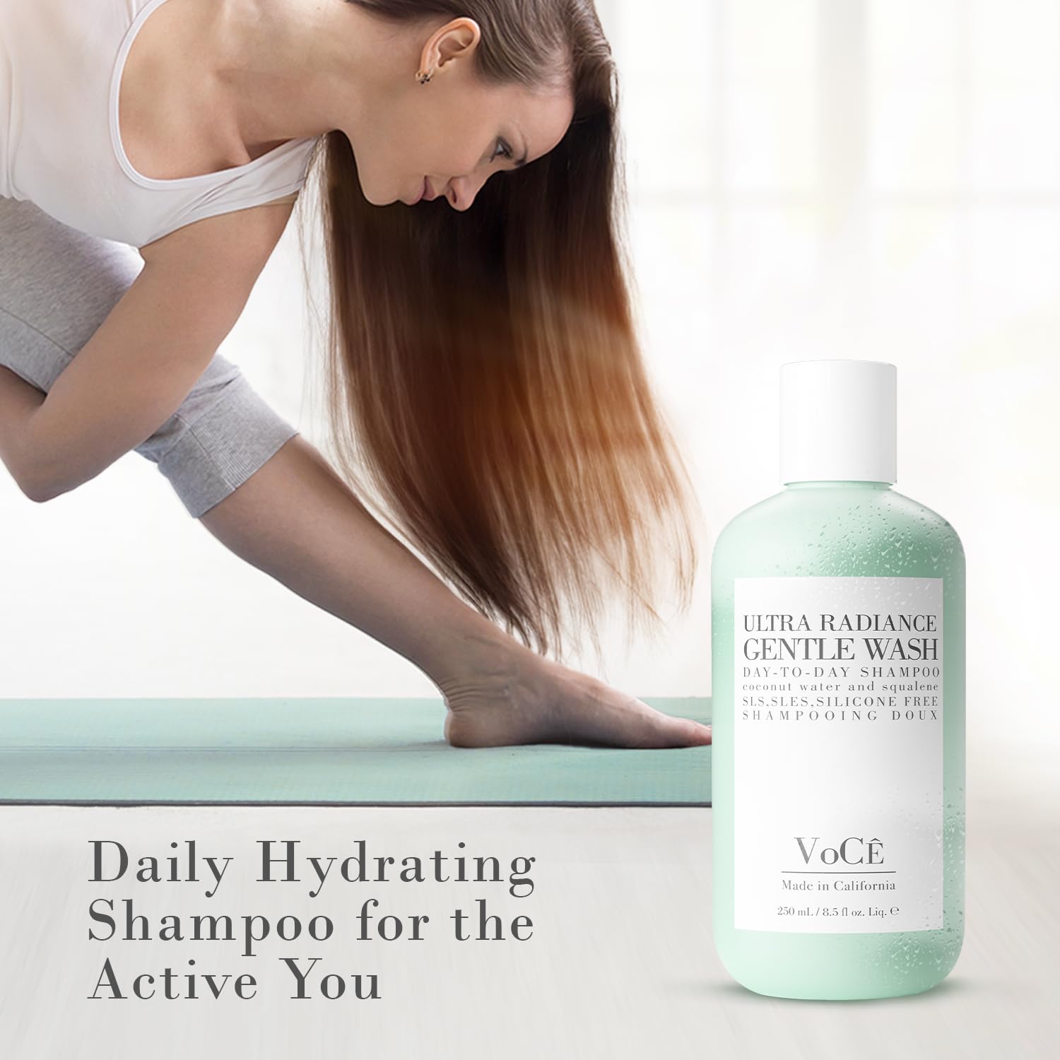 VoCÊ Haircare Gentle Wash Vegan & Cruelty-Free Shampoo | Clean Haircare, Color Safe, Paraben and Sulfate Free, Ultra Radiance, Hydrating, Shine Enhancing (8.5 oz | 250 ml)