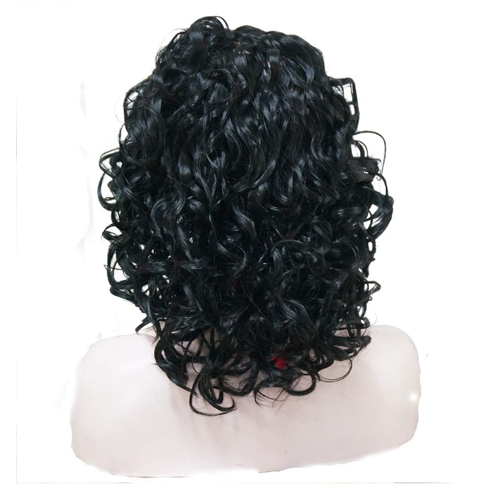 #1: Aimole Short Curly Black Wigs Women'S Wig 3/4 Half Wig With Headband #1 Black