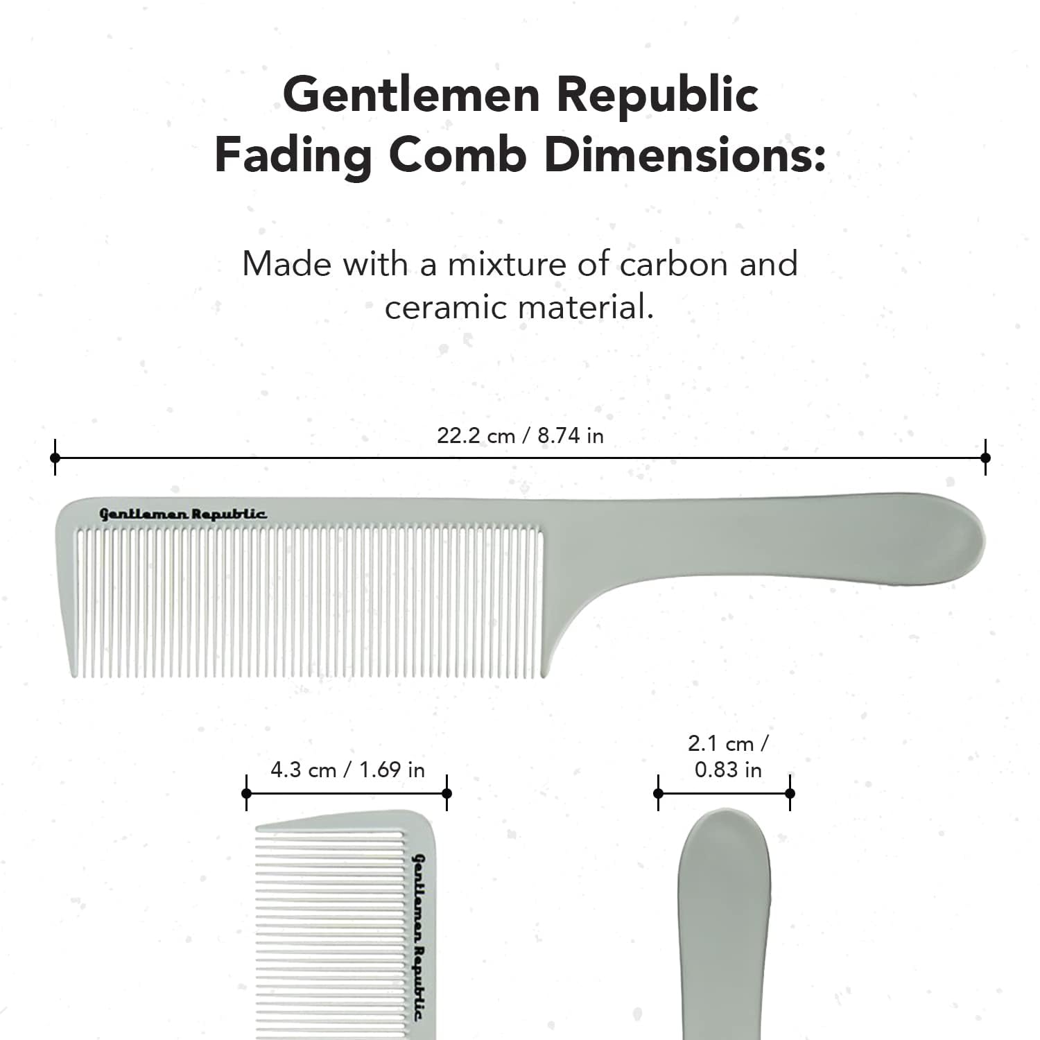 Gentlemen Republic Fade Comb for Men's Hairstyles - Soft Round Tips, Precision Teeth with Sturdy Body for Fades, Blending, and Cuts