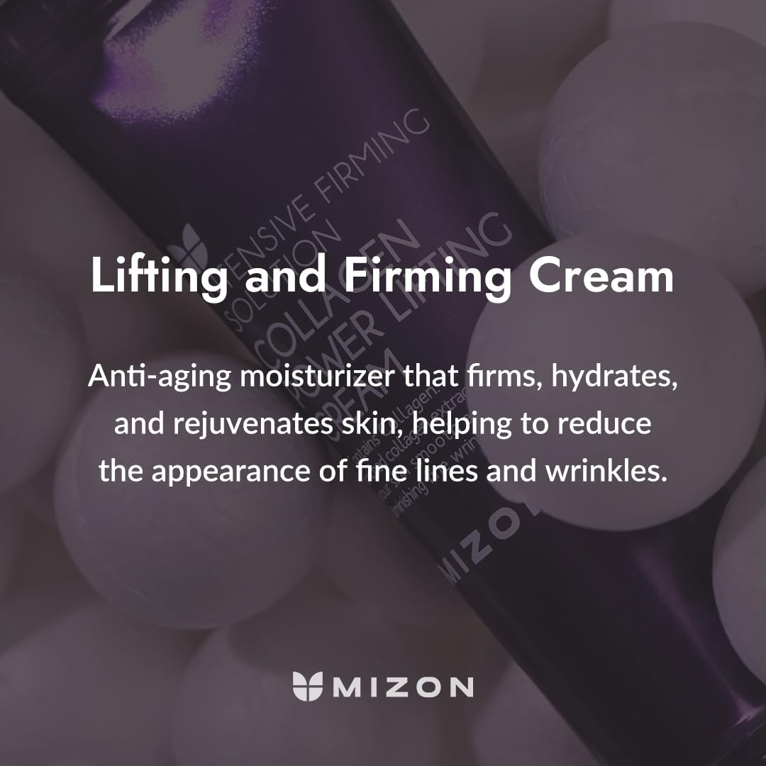 [Mizon] Collagen Power Lifting Cream (35ml) Day and Night Anti-Aging and Intensive Moisturizing, 75% Marine Collagen, Reduce Fine Lines and Age Spots, Korean Skin Care