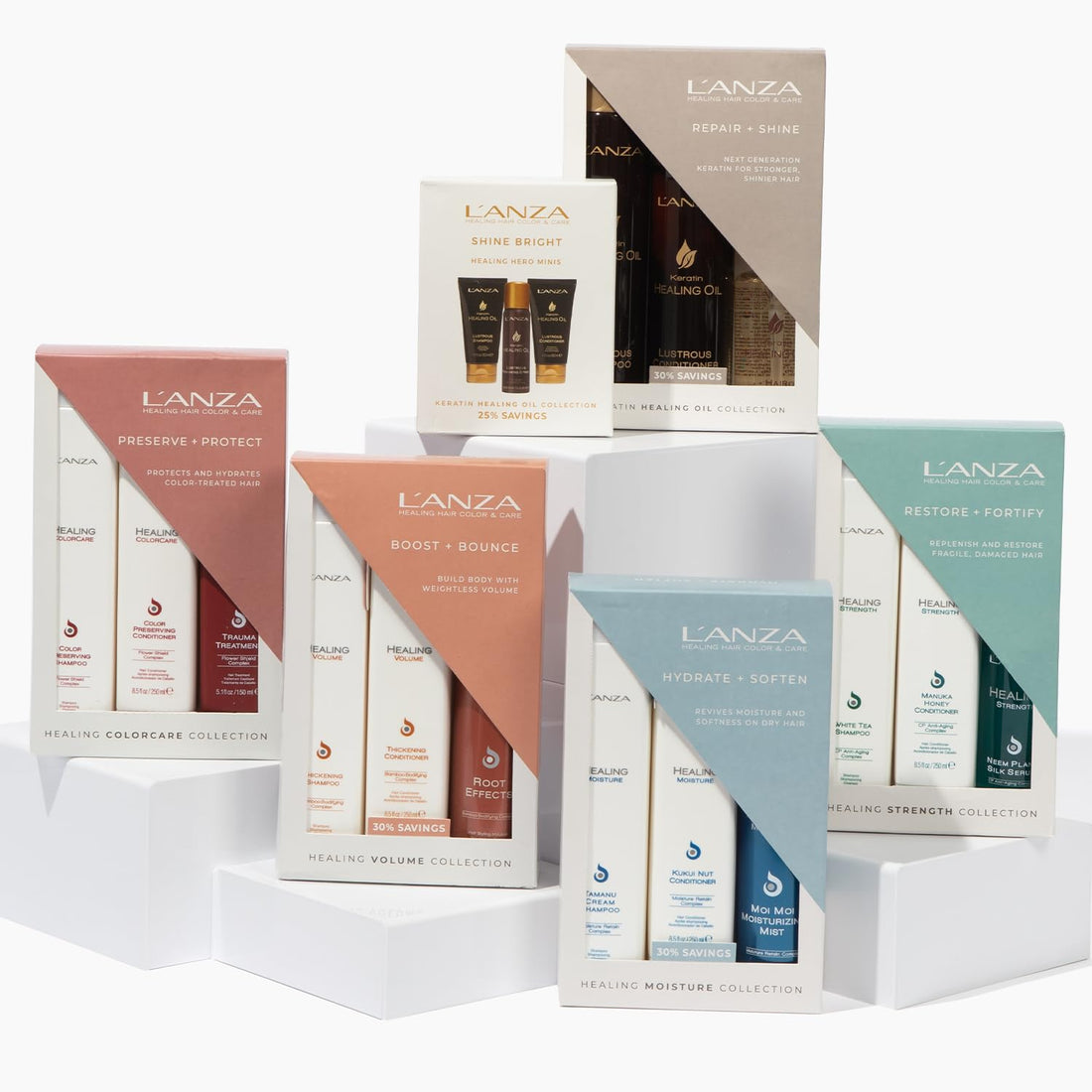 L'ANZA Healing Strength Trio Hair Kit, White Tea Shampoo, Manuka Honey Conditioner & Neem Plant Silk Hair Serum in a Gift Box, Luxury Hair Care Kit for Dry, Damaged Hair (10.1/8.5/3.4 Fl Oz)
