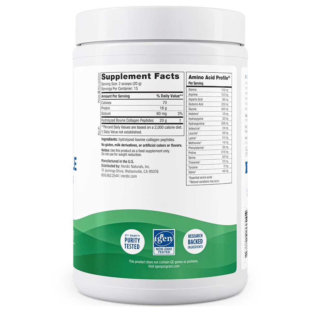 Nordic Naturals Joint & Muscle Collagen Peptides, Unflavored - 10.6 Ounces - Collagen Supplement for Skin Health and Joint Mobility - 15 Servings