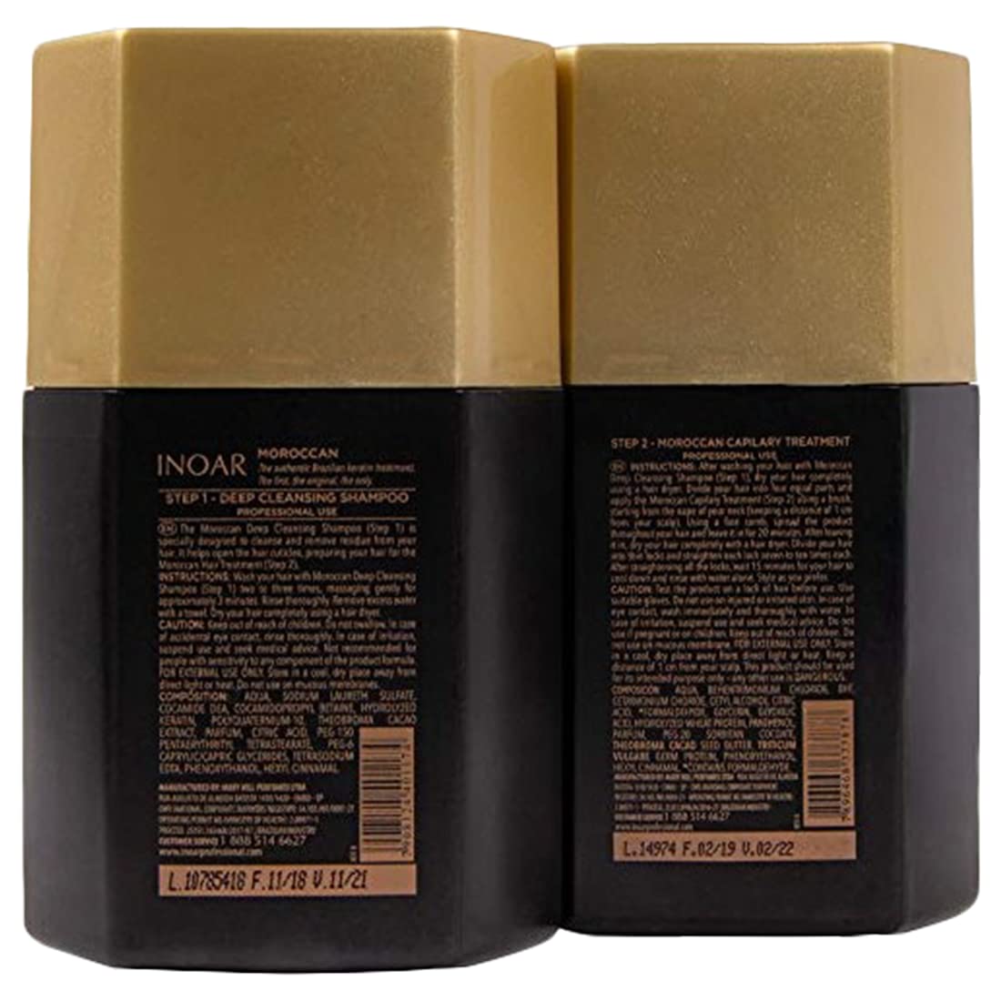 INOAR – Moroccan Smoothing Treatment Set with Keratin - Deep Cleansing Shampoo, Keratin Treatment, Reduces Frizz, Straighten Hair Treatment, Vegan Hair Products for Men and Women (8.4 oz. each)