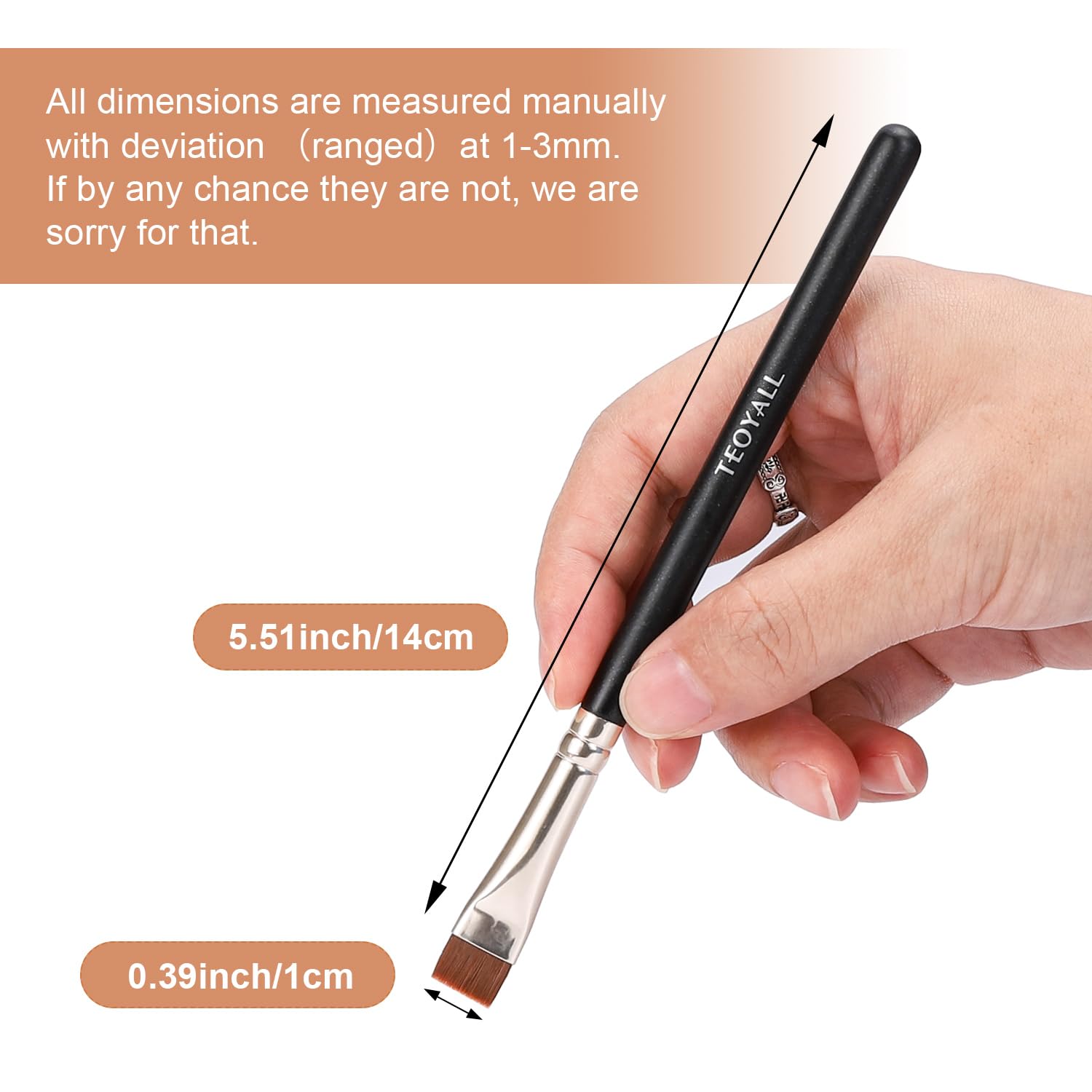 TEOYALL Thin Flat Eyeliner Brush, Precise Eyebrow Definer Brush, Concealer Brush for Cover Blemishes (Multifunctional Flat Brush)