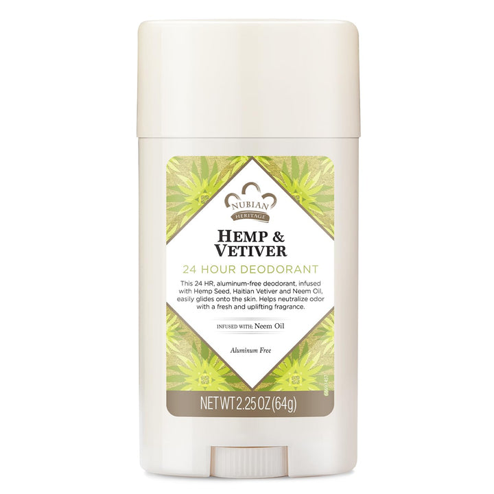 Nubian Heritage/Sundial Creations Indian Hemp And Haitian Deodorant, Vetiver With Neem Oil, 2.25 Ounce