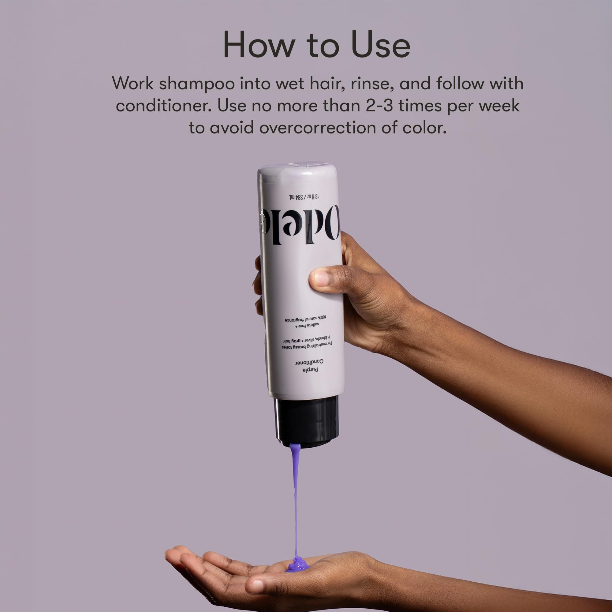 Odele Sulfate-Free Purple Shampoo & Conditioner Set for Neutralizing Brassy Tones in Blonde, Silver + Gray Hair, 13 Fl Oz Each (2-Pack)