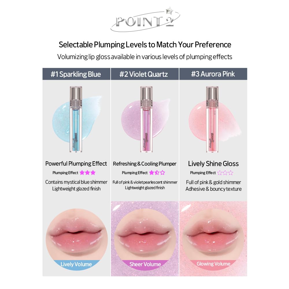 ETUDE Glaze Plump Gloss - Violet Quartz | Korean Lip Plumper, Volumizing Glaze, Vegan Certified, Shimmer, Glittering Daily Makeup. Sparkling Blue, Korean Makeup, Kbeauty, Perfect for Gift