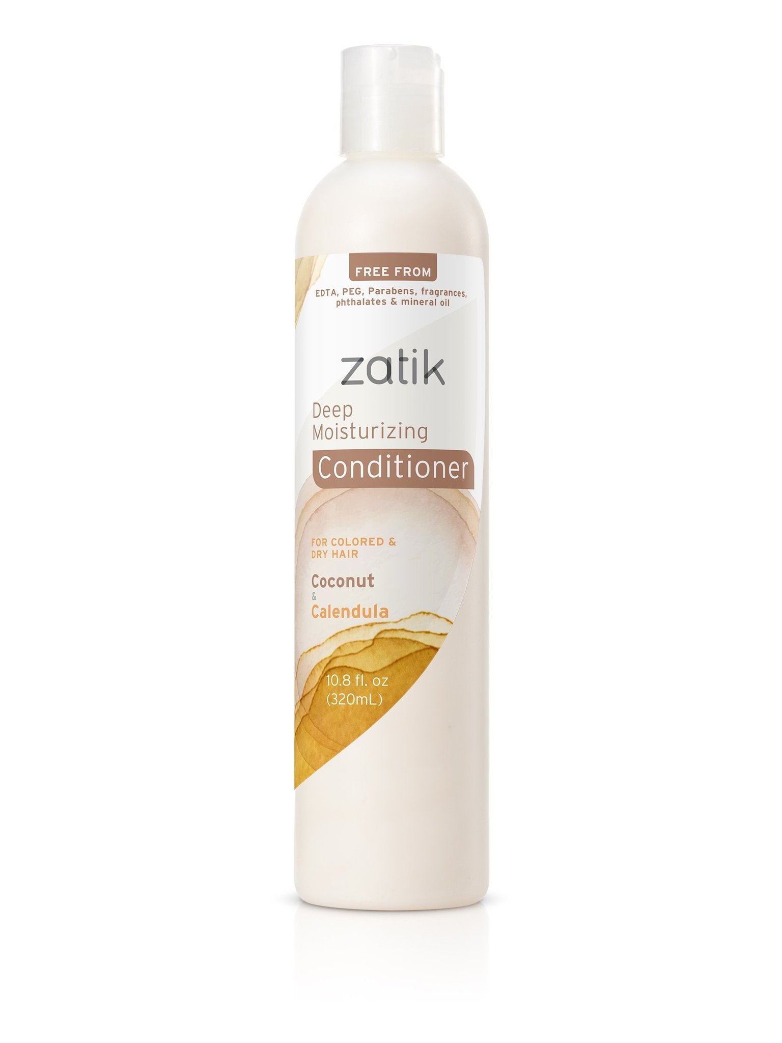 Zatik Naturals - Coconut and Calendula Deep Moisturizing Conditioner for Colored and Dry Hair, Bio-degradable, pH Balanced, Vegan (10.8 fl oz, 320ml)FREE FROM EDTA, PEG, Parabens, fragrances, phthalat