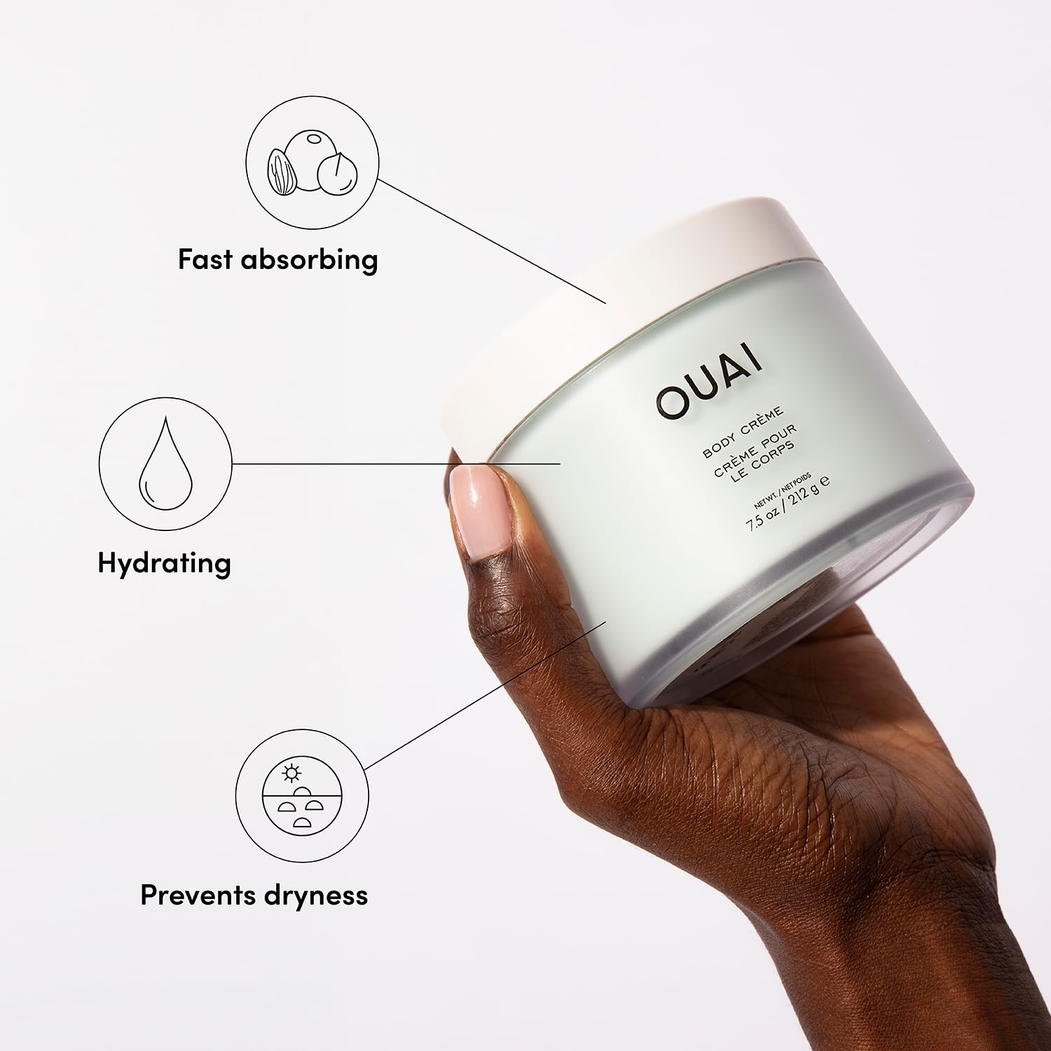 OUAI Body Cream, Shibuya - Hydrating Whipped Body Cream with Cupuaçu Butter, Coconut Oil and Squalane - Softens Skin and Delivers Healthy-Looking Glow - Sulfate Free Skin Care (7.5 Oz)