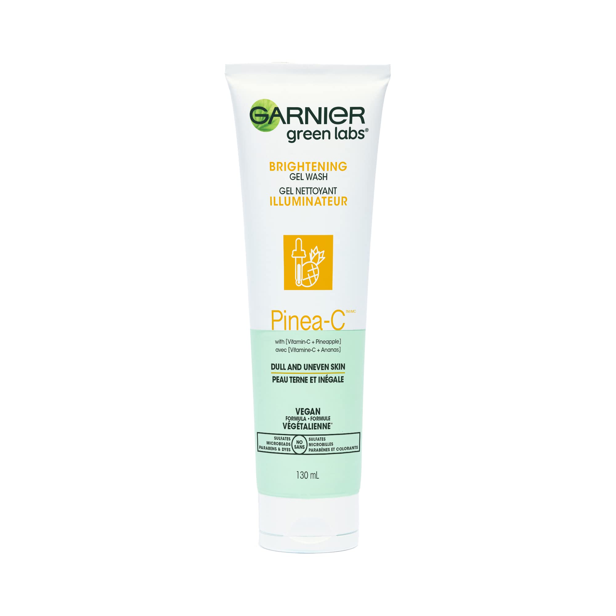 Garnier SkinActive Green Labs Pinea-C Brightening Gel Washable Cleanser with Vitamin C and Pineapple for Dull and Uneven Skin, 4.4 Fl Oz (Packaging May Vary)