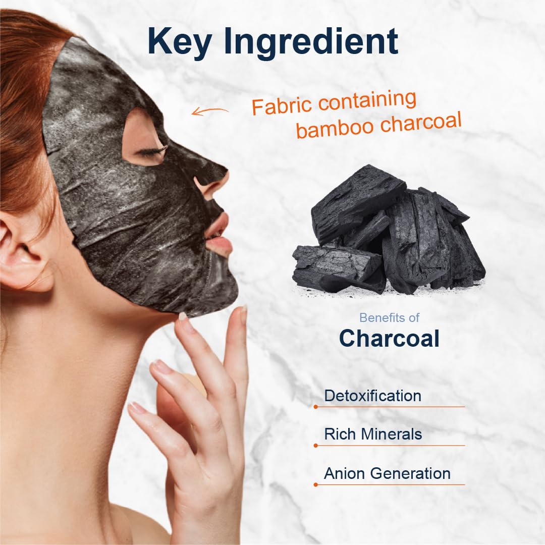 Purederm Deep Purifying Black O2 Bubble Mask: 10 Charcoal Facial Sheets With Detoxifying And Moisturizing Action - Skin Brightening Wash-Off Face Mask That Removes Dead Skin Cells And Toxins