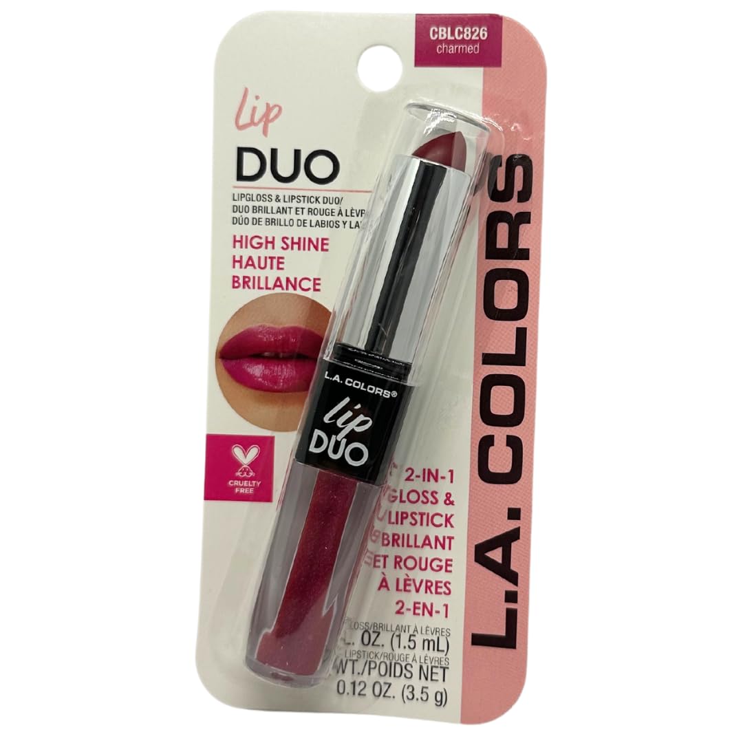 La Colors Lip Gloss & Lipstick Duo, Moisturizes Lips With Natural Color & High Shine, Blc826 Charmed