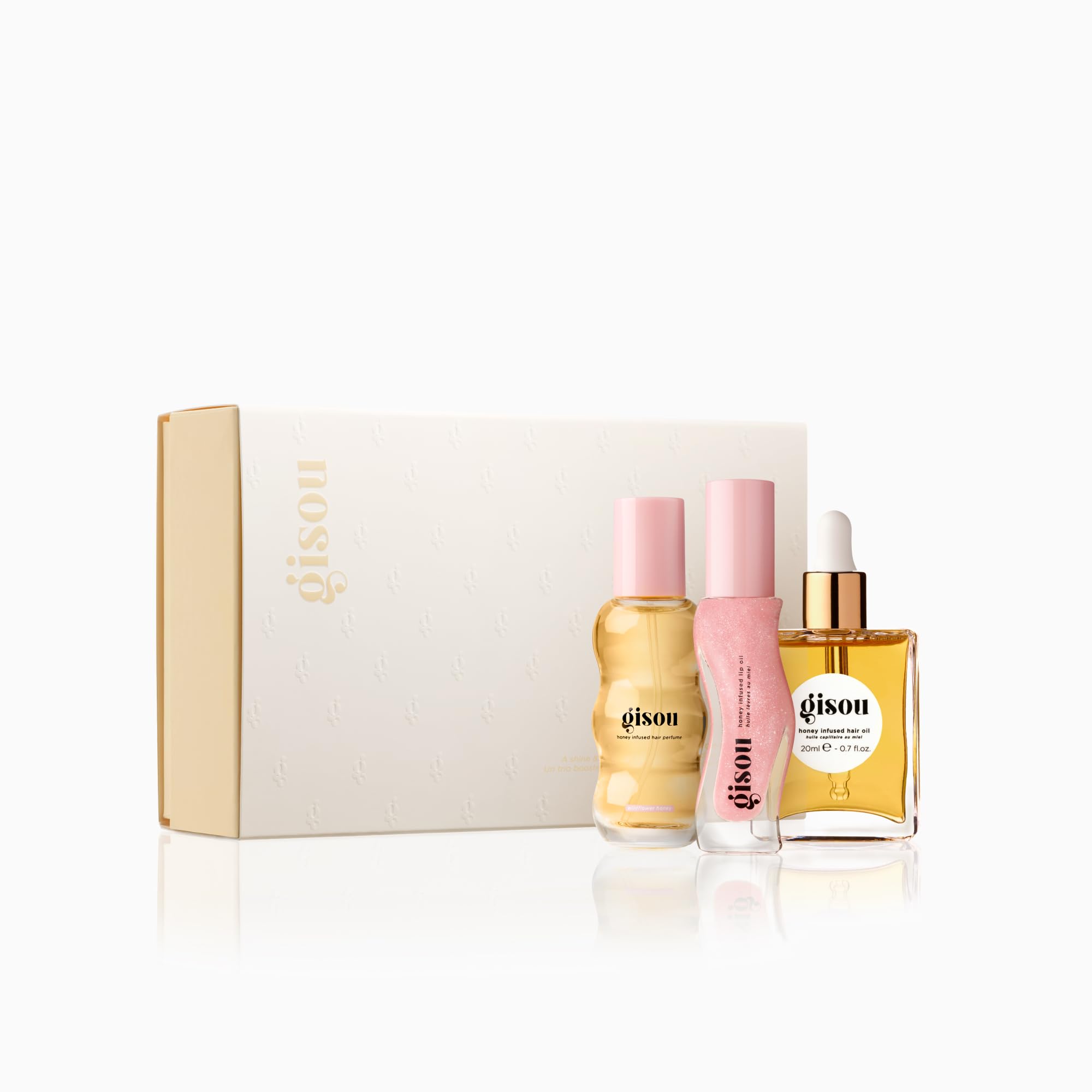 Gisou Honey Gloss On The Go Travel Set, Wildflower Honey Hair Perfume, Watermelon Sugar Lip Oil, Hair Oil, Shine-Boosting