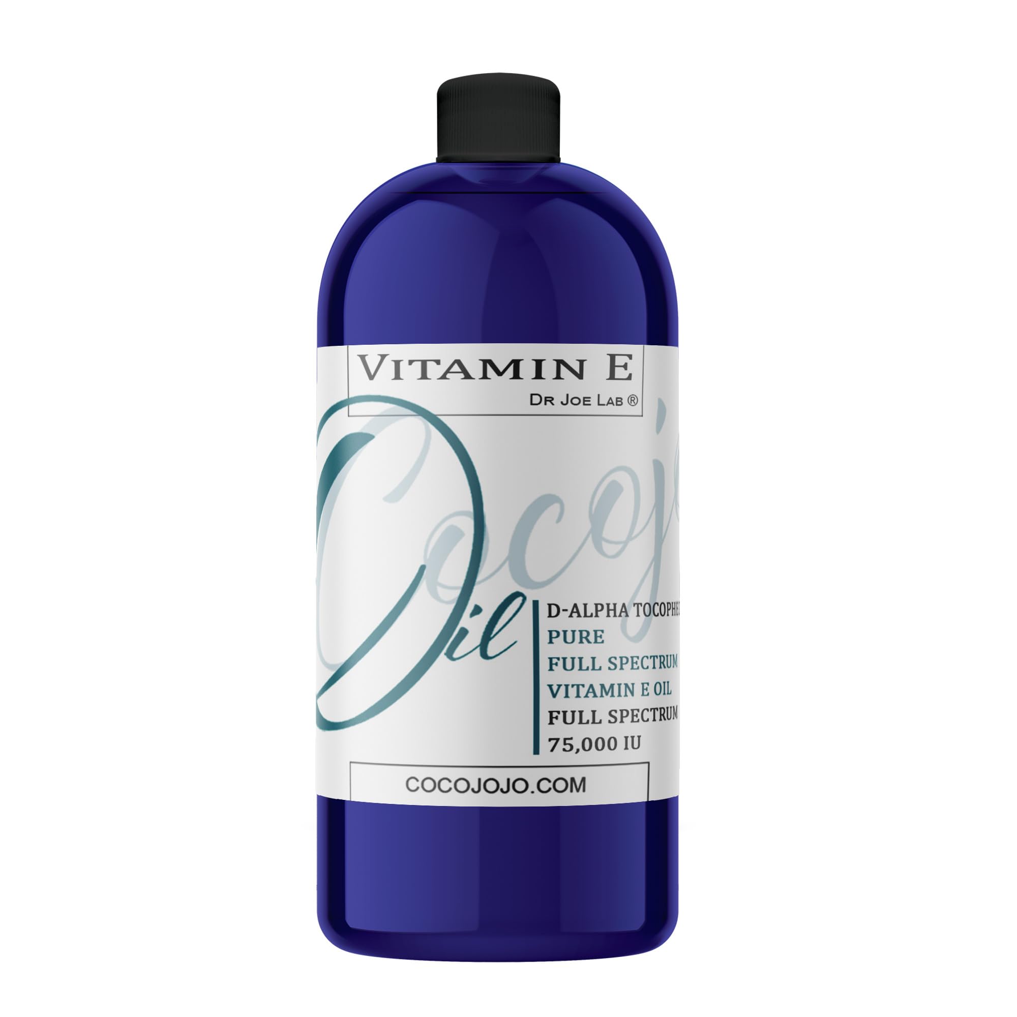 Dr Joe Lab Vitamin E Oil Full Spectrum for Skin, Hair, Face, Liquid Vitamin E Body Oil 75,000 IU, Pure Natural Cold Pressed, Moisturizes & Nourishes, Non GMO - 32 Oz