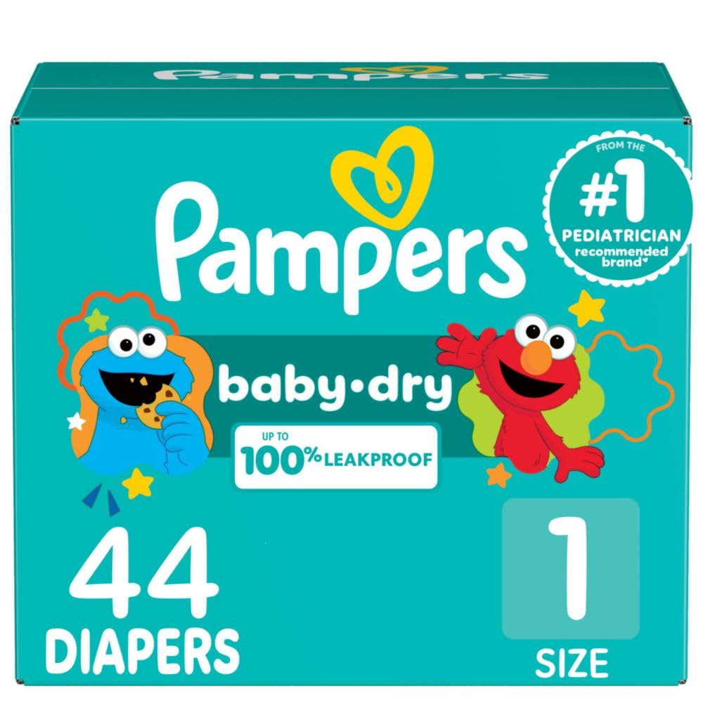 Pampers Diapers - Baby Dry - Size 1, 44 Count, Absorbent Disposable Infant Diaper (Packaging May Vary)