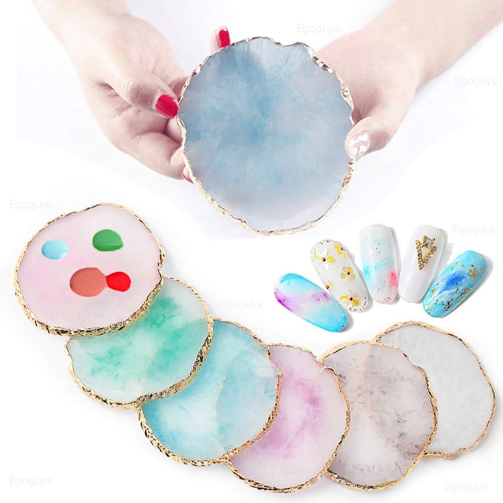 AKOAK 1 Pack Natural Resin Agate Phnom Penh Nail Glue Palette Crystal Edge Shooting Props Toning Works Display Board Tool (Light gray)