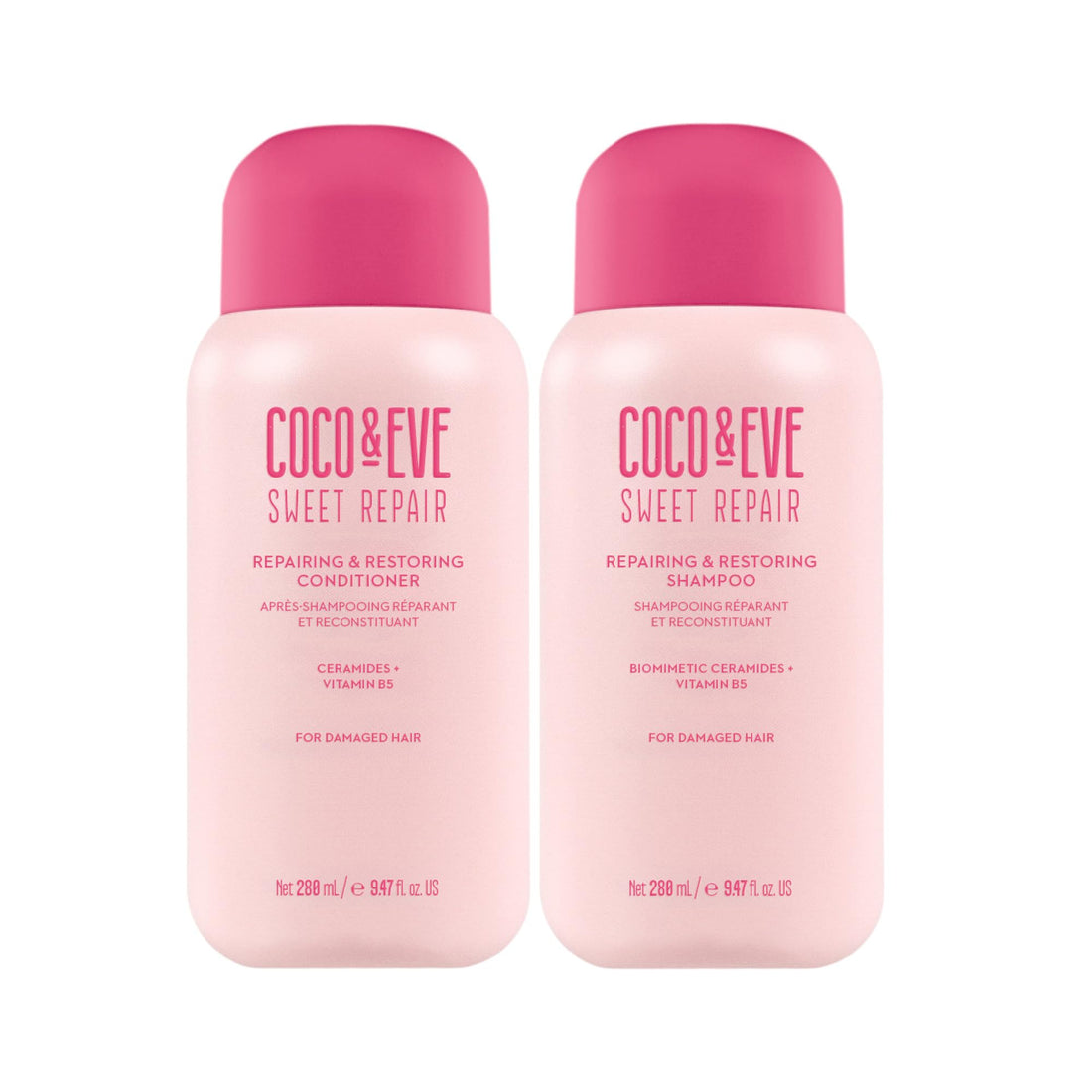 Coco & Eve Repair & Restore Shampoo & Conditioner Bundle. Hydrating & Strengthening Set for Damaged, Color Treated Hair. Deeply Nourish, Reduce Split Ends & Breakage for Healthy Hair. (18.94 Fl Oz)