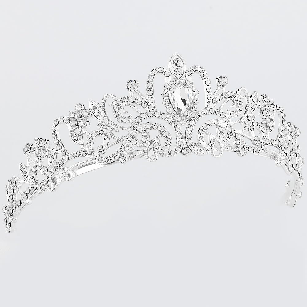 AOPRIE Silver Crystal Tiara Crowns For Women Girls Princess Elegant Crown with Combs Women's Headbands Bridal Wedding Prom Birthday Party Headbands for Women