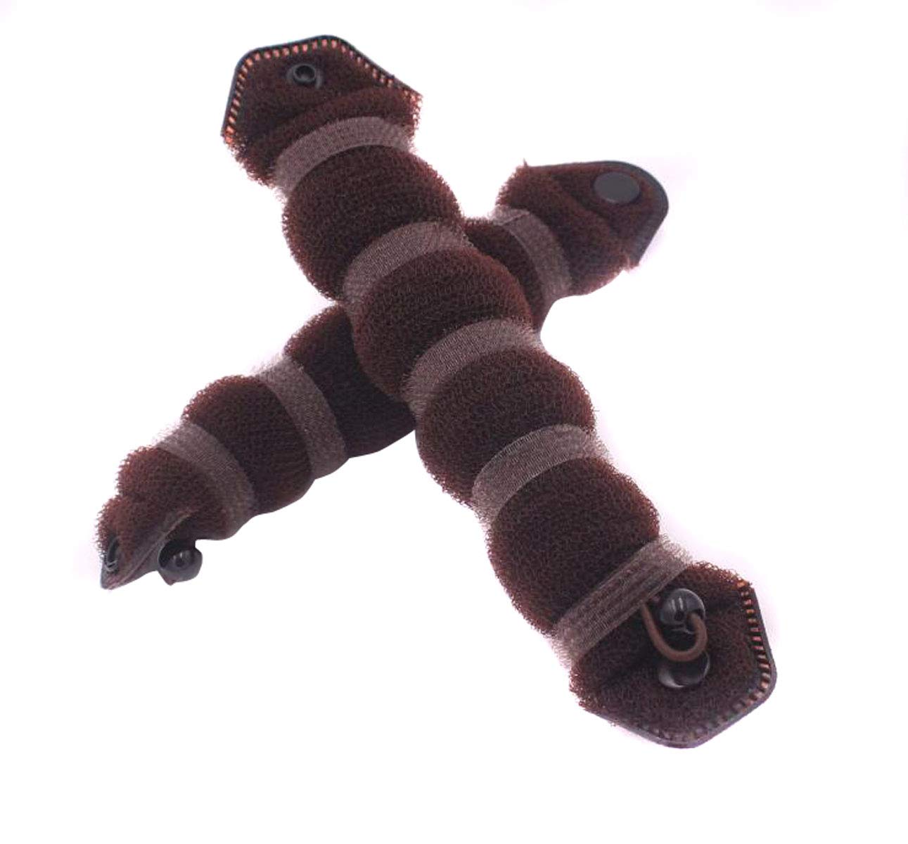 Women Lady Girls Magic Hair Styler Hair Twist Buds Sponge Hot Hair Donut Bun Ring Styling Maker (1 large+2 small) (Brown)