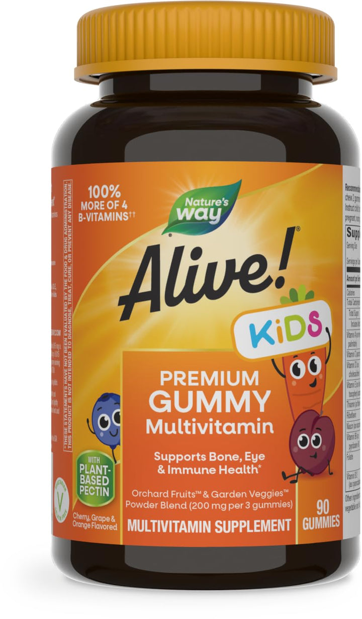 Nature's Way Alive! Children's Premium Gummy Multivitamin, Gluten Free, Made with Pectin, 90 Gummies