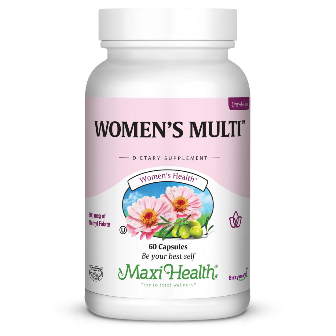 Maxi Health Women's Daily Multivitamin Biotin, Vitamins A B C D E, Calcium, Zinc, Lutein, Magnesium, Folate and More. Supports Gut Health for Women. Natural, Non-GMO, Gluten Free & Dairy Free Kosher