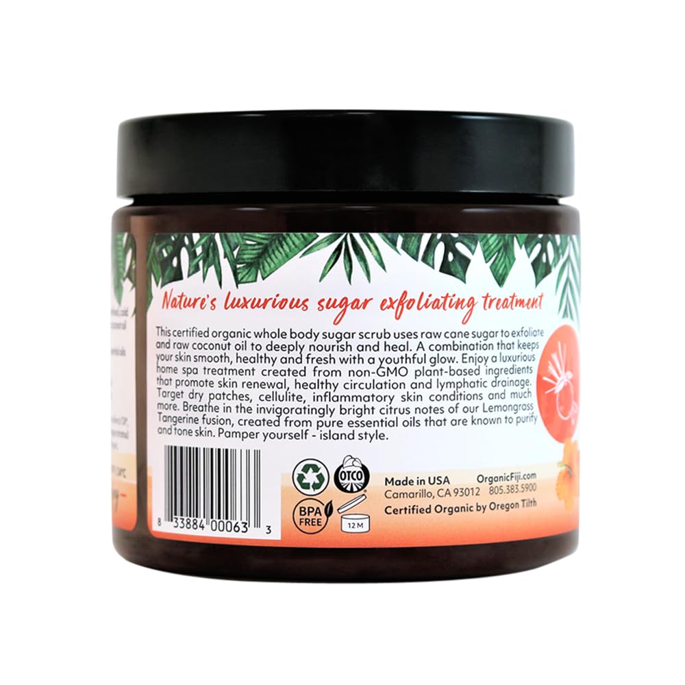 Organic Fiji Lemongrass Tangerine Sugar Polish Lemongrass Tangerine 20 oz