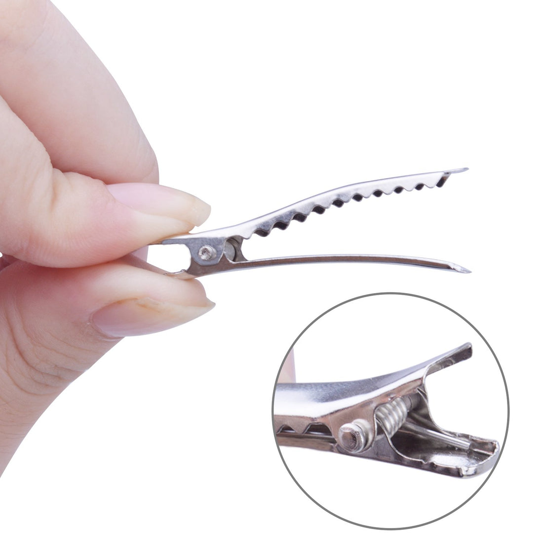 BronaGrand 100 Pieces Metal Alligator Hair Clips Pins with Teeth,Length 4.5cm,Blank Silver