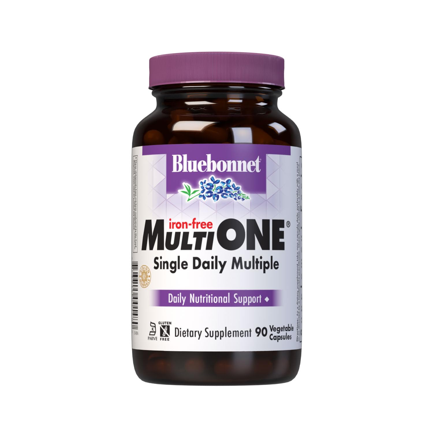 Bluebonnet Nutrition Multi One (Iron Free) Vegetable Capsules, Complete Full Spectrum Multiple, B Vitamins, General Health, Gluten & Milk Free, Kosher, 3 Month Supply, White, 90 Count