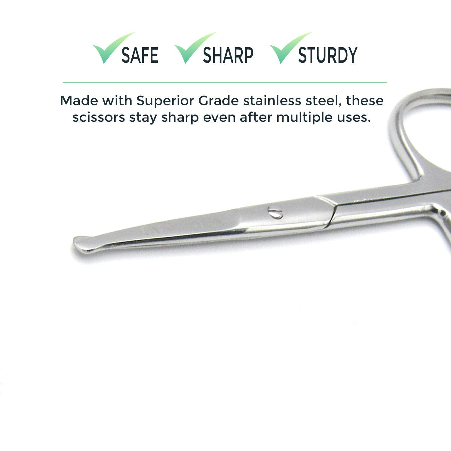 Melwey Rounded Stainless Steel Facial Hair Scissors/Safety Scissor for - Nose, Eyebrows, Facial Hair, Eyelashes, Moustache, Beard Trimming, Baby Nail.