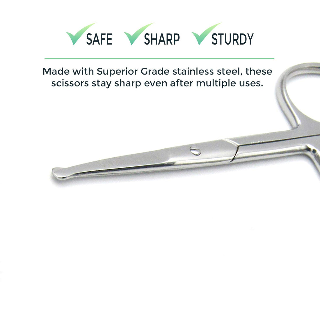 Melwey Rounded Stainless Steel Facial Hair Scissors/Safety Scissor for - Nose, Eyebrows, Facial Hair, Eyelashes, Moustache, Beard Trimming, Baby Nail.