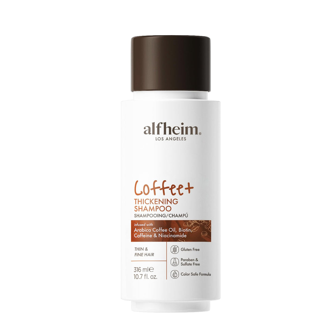 Alfheim Coffee+ Thickening Shampoo | Caffeine & Biotin for Hair Growth & Strength | Volumizing & Moisturizing for Fine, Thinning Hair | Sulfate-Free, Color-Safe Formula | 10.7 fl oz