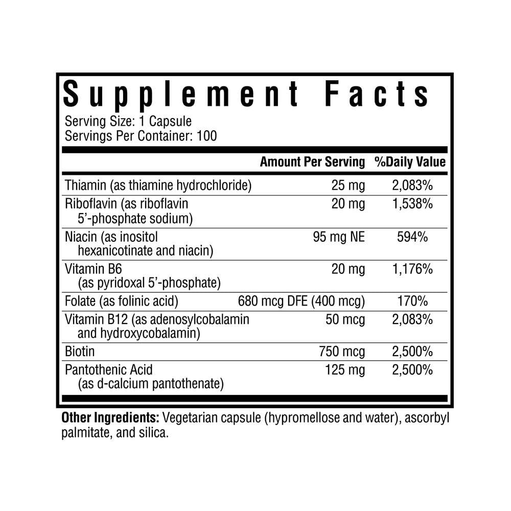 Seeking Health B Complex MF, Methyl-Free Forms of Folate and Vitamin B12, Healthy Energy, Immune System, Mood, and Memory Support, Vegan and Vegetarian (100 Capsules)*