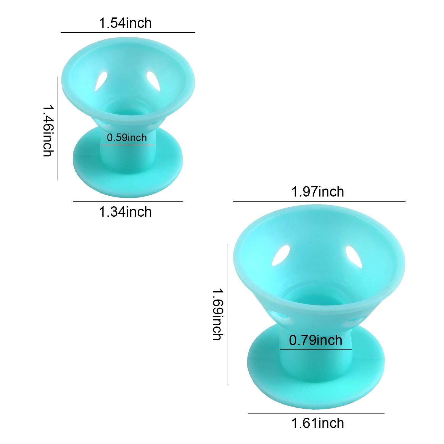 40 Pcs Magic Hair Rollers Include 20 pcs Large Silicone Curlers and 20pcs Small Silicone Curlers (Pale Cyan)