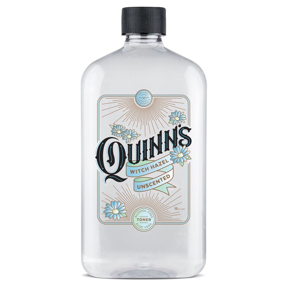 Quinn's Alcohol-Free Witch Hazel 16oz - Unscented Aloe Vera Natural Toner for Face & Skin