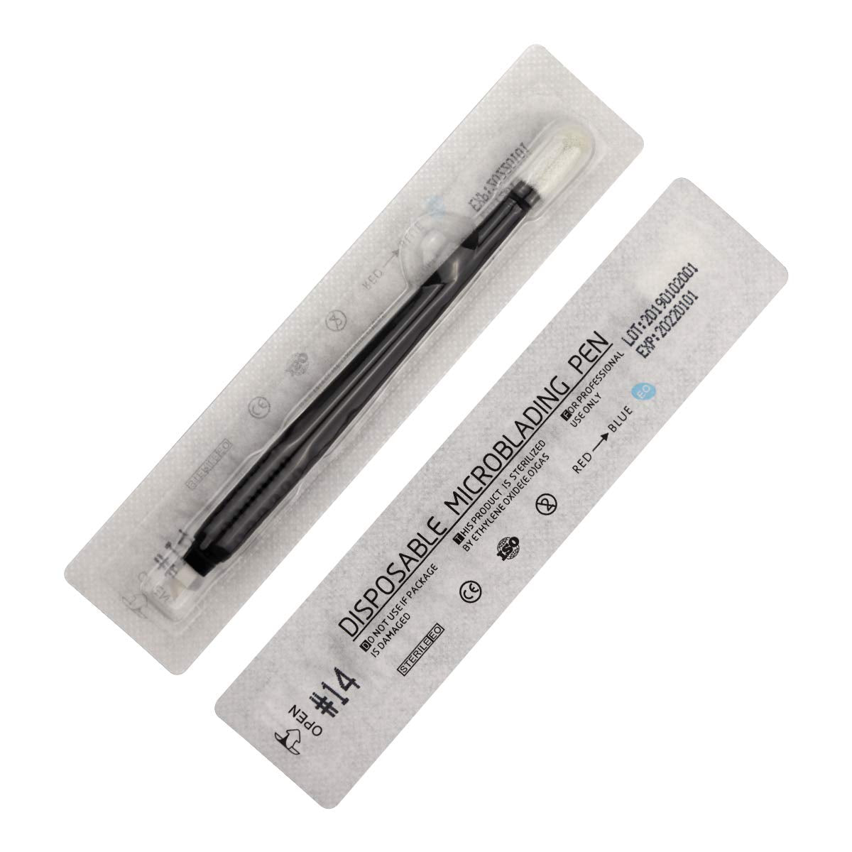 10pcs Disposable Microblading Manual Pen With Needle and Cap Permanent Makeup 14F Blades 0.2MM,disposable blister package