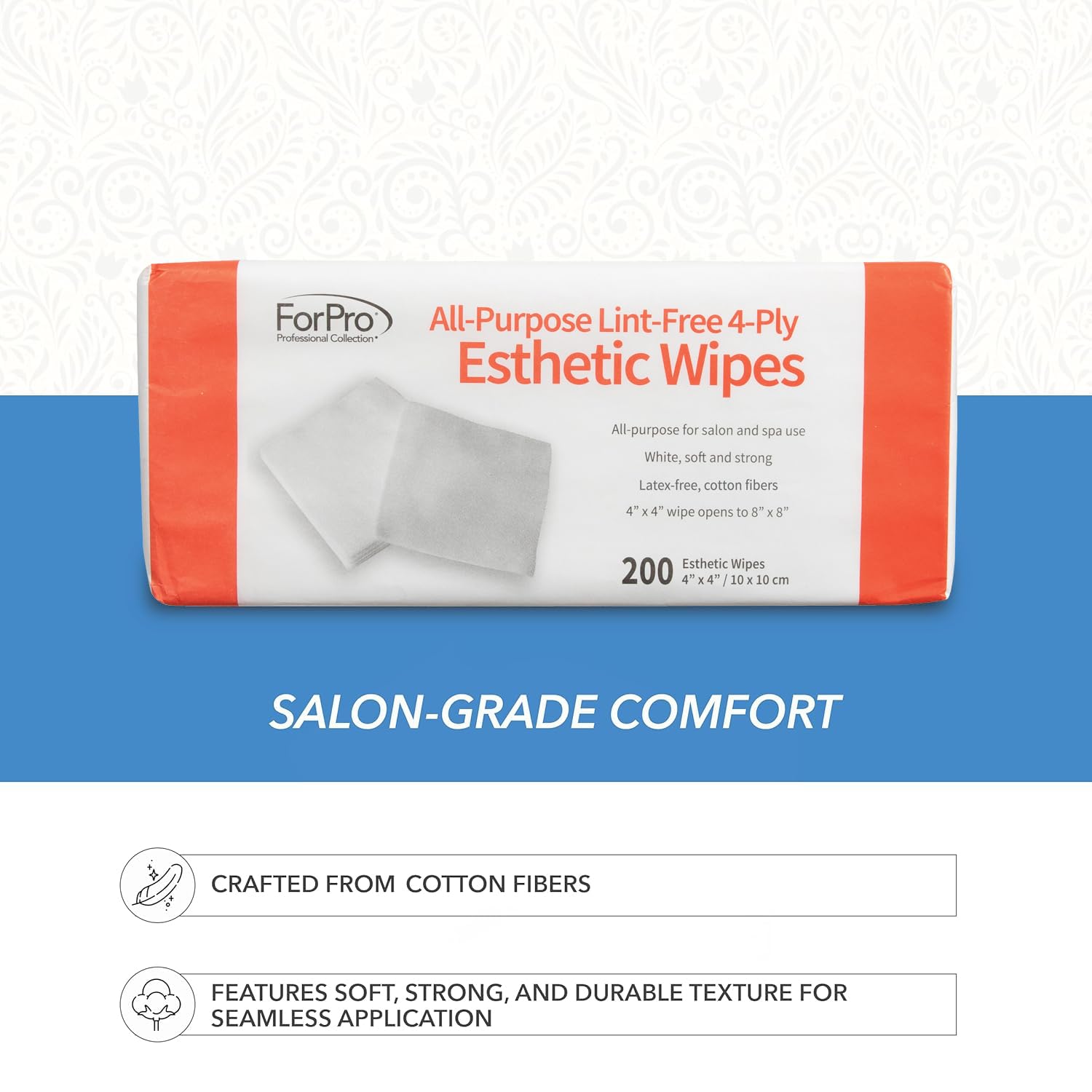 ForPro All-Purpose Lint-Free 4-Ply Esthetic Wipes - Non-Woven - For Salon and Spa Use- Soft, Strong and Durable- Latex-Free ââ‚¬â€œ Medical-Grade Fibers - 4ââ‚¬Â x 4ââ‚¬Â - 200-Count