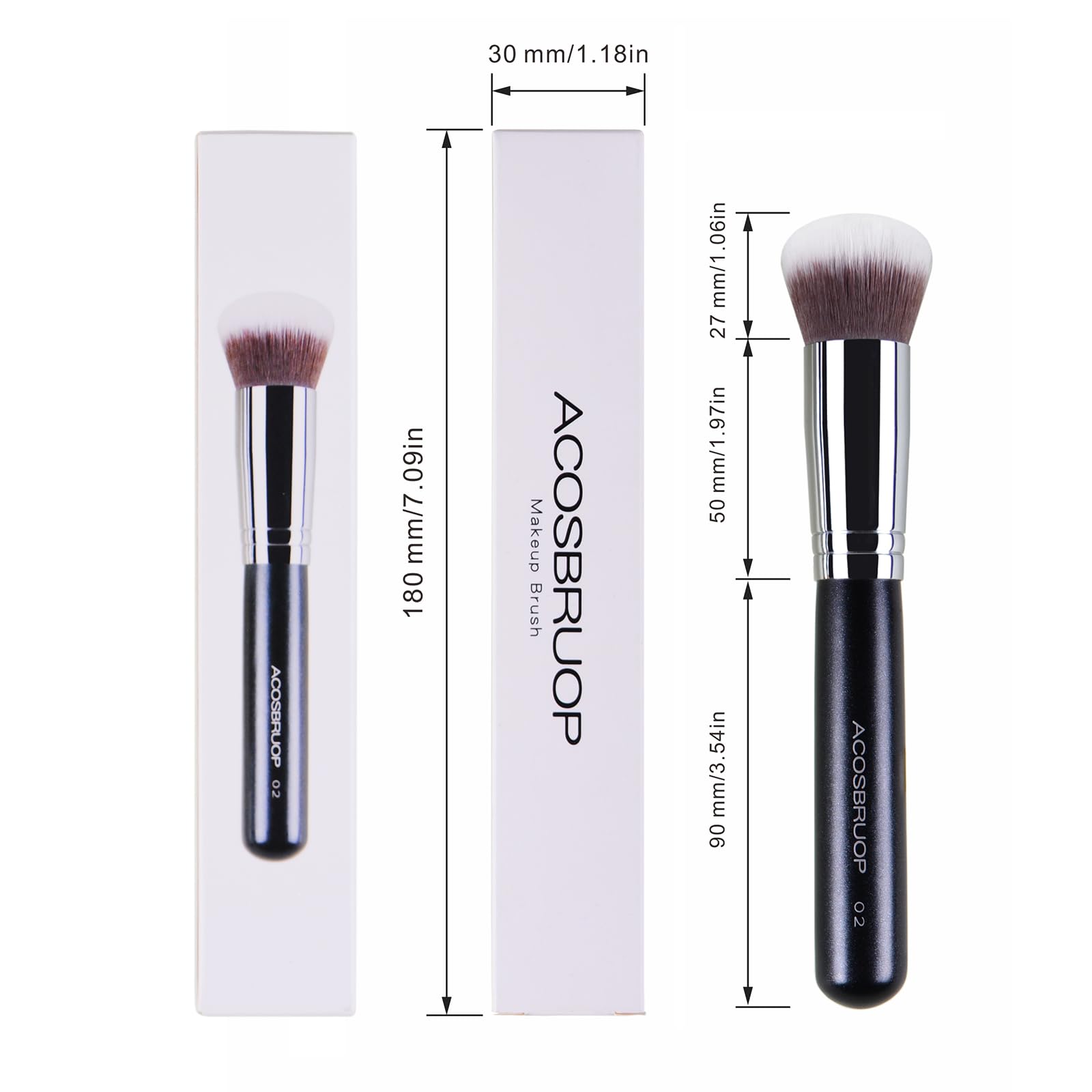 ACOSBRUOP Foundation Brush, Round Top Kabuki Foundation Brush and Professional Grade Makeup Brush for Liquid Blending Mineral Powder Bufting Stippling Makeup Tools, Black