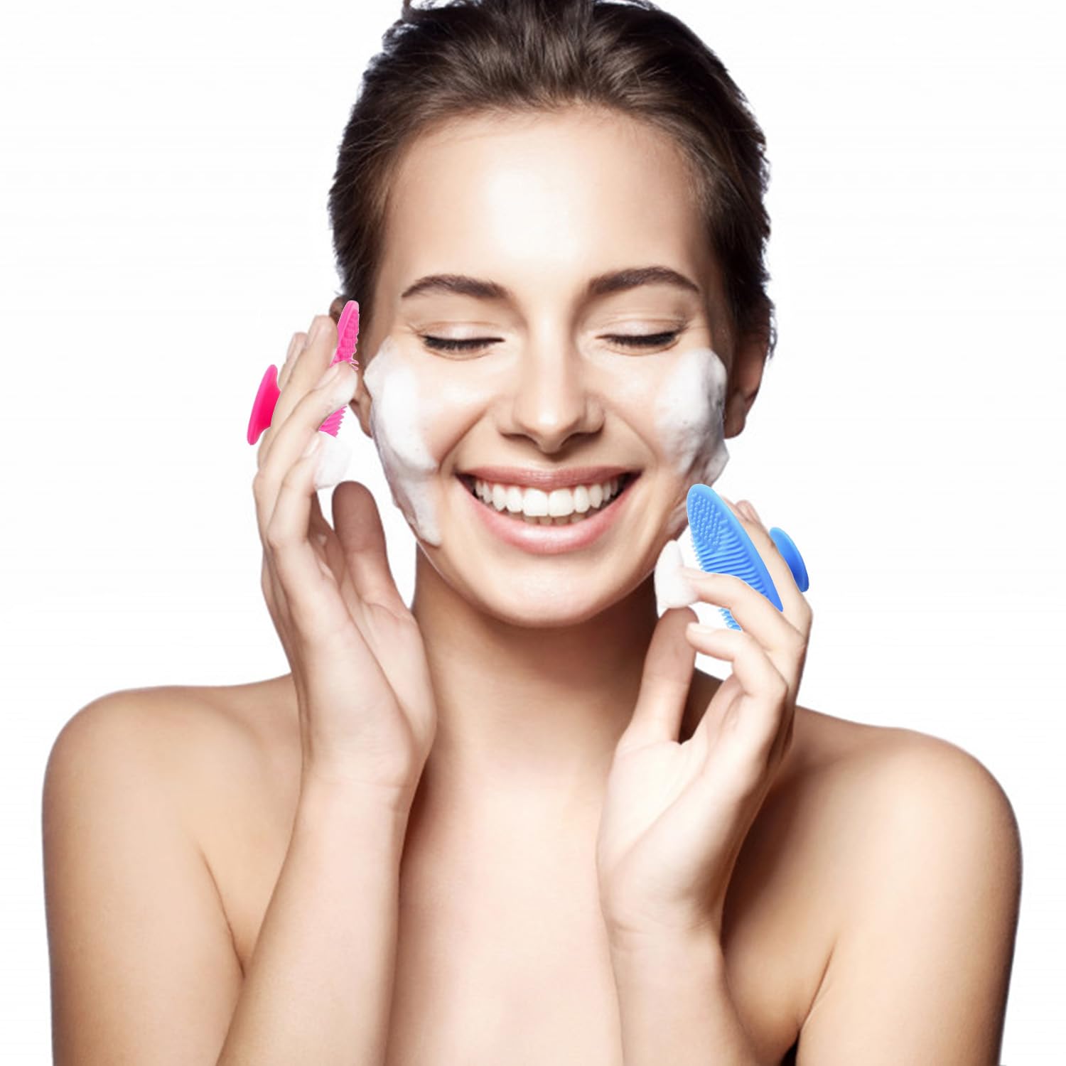 Silicone Facial Cleansing Brush - 4 Pack Face Scrubber & Exfoliator for Deep Cleaning, Soft Brush, Blackhead & Acne Pore Care