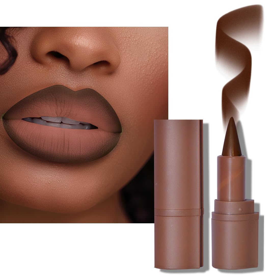 BAISEN DIARY 2-in-1 Gradient Lip Liner and Lipstick Lip Combo Set - Achieve Flawless Contour and Gradual Ombre Effect with Easy-to-Use Crayon Form and Cone Tip (06# Coffee Bean, 1 Count (Pack of 1))