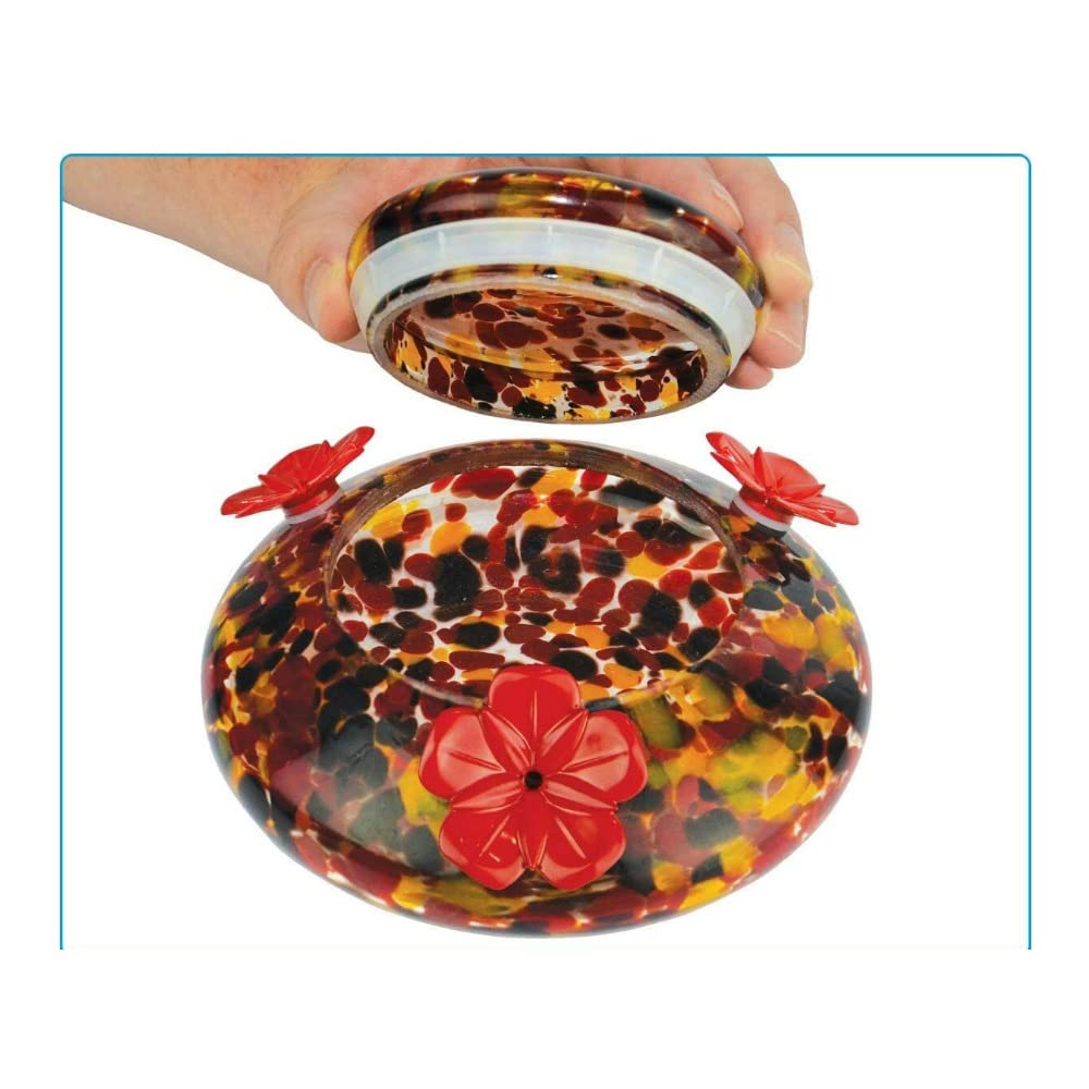 Nature's Way Bird Products GHF5 Hand Blown Garden Top Fill Hummingbird Feeder, 16 oz Capacity, Molten