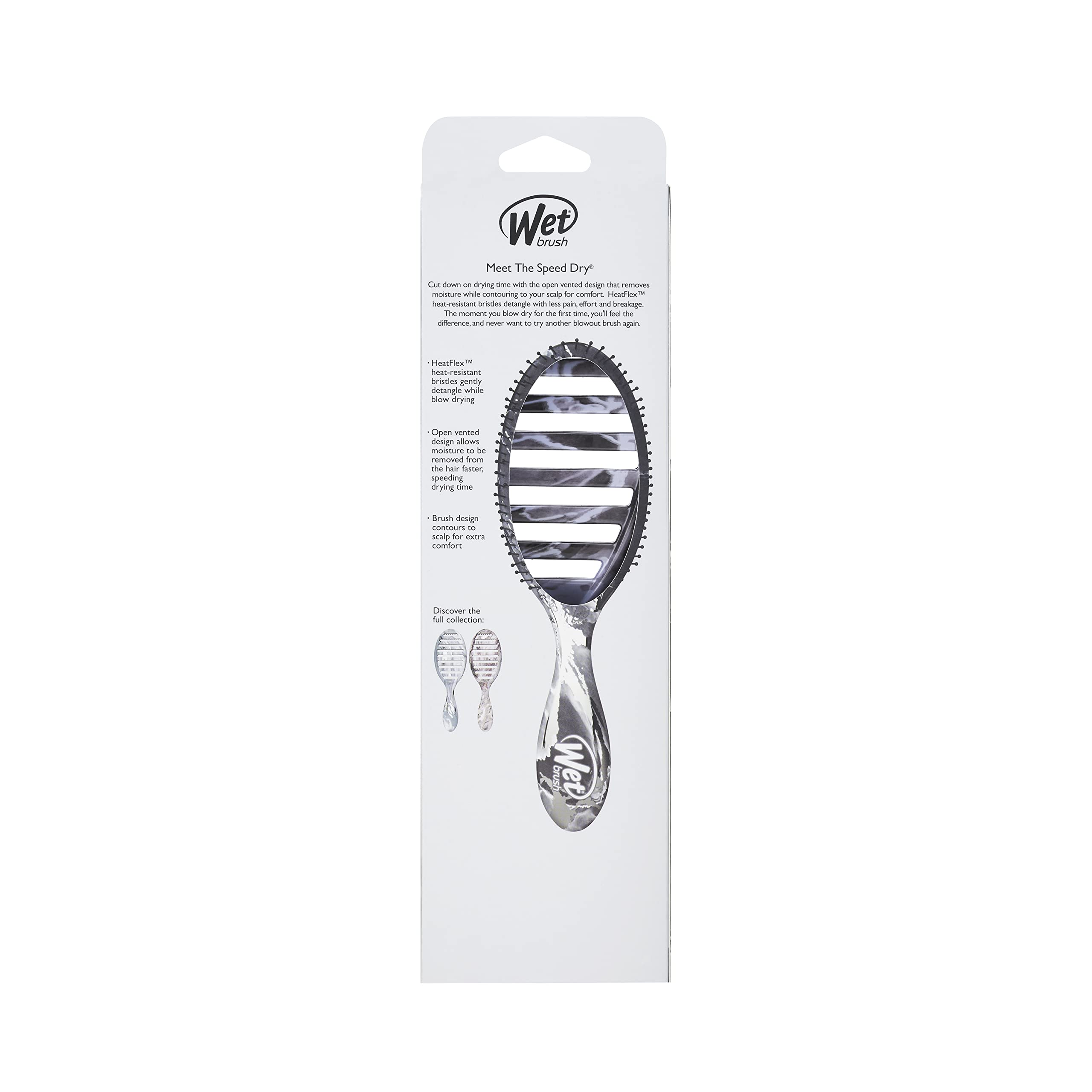 Wet Brush Speed Dry Hair Brush - Metallic Marble, Onyx - Vented Design and Ultra Soft HeatFlex Bristles Are Blow Dry Safe With Ergonomic Handle Manages Tangle and Uncontrollable Hair - Pain-Free