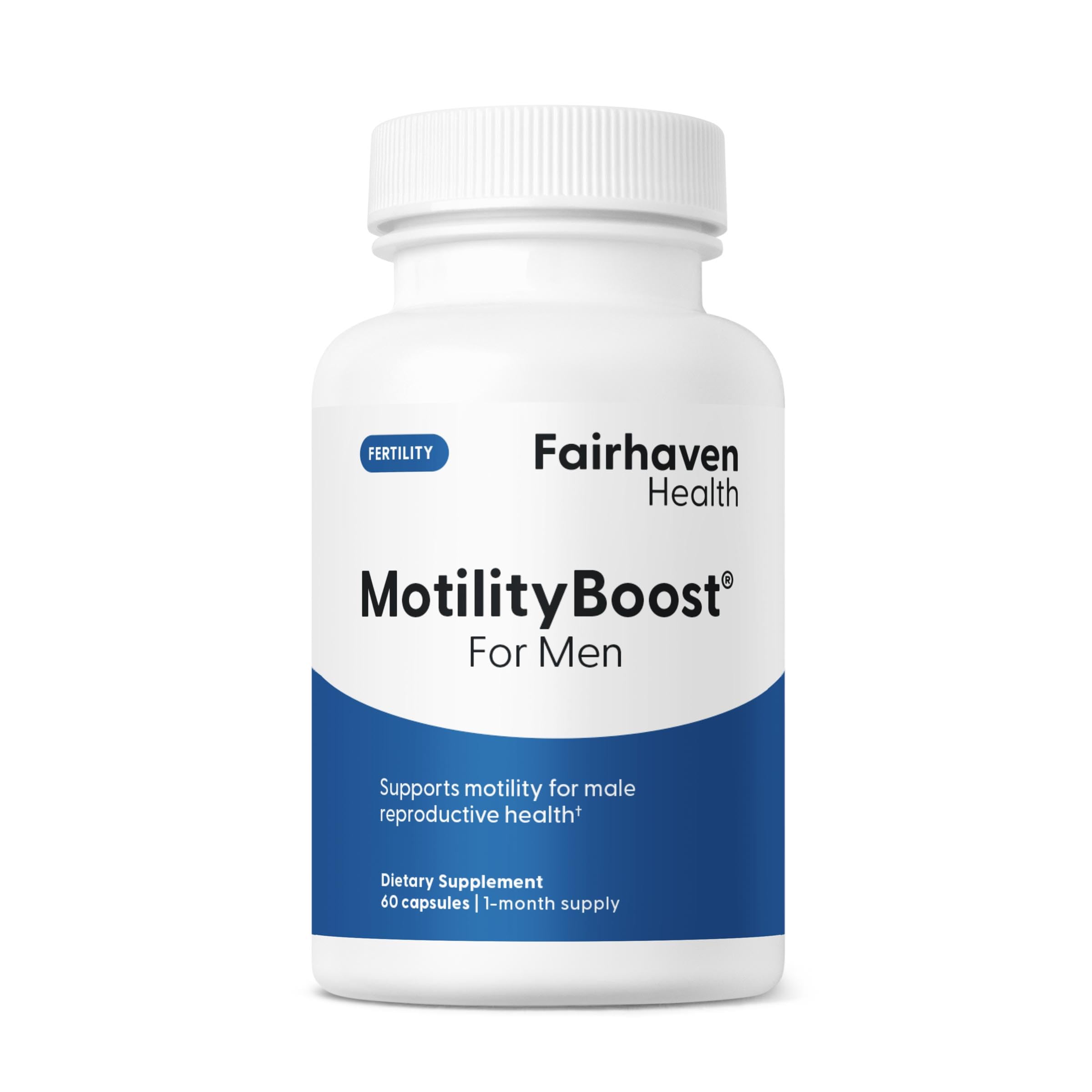 Fairhaven Health MotilityBoost for Men | Prenatal Male Fertility Supplement for Motility Strength | Pre-Conception for Him Includes L-Carnitine, Vitamin B12, B6, CoQ10 and Quercetin | 60 Capsules